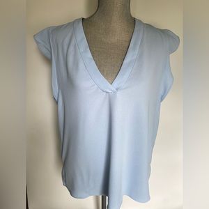 Zara women’s v neck blouse light blue NWT